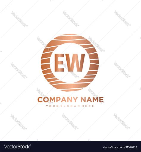 Ew Initial Letter Circle Wood Logo Template Vector Image