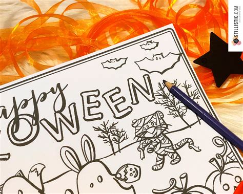 Set de table illustration Halloween à imprimer et colorier pour enfants