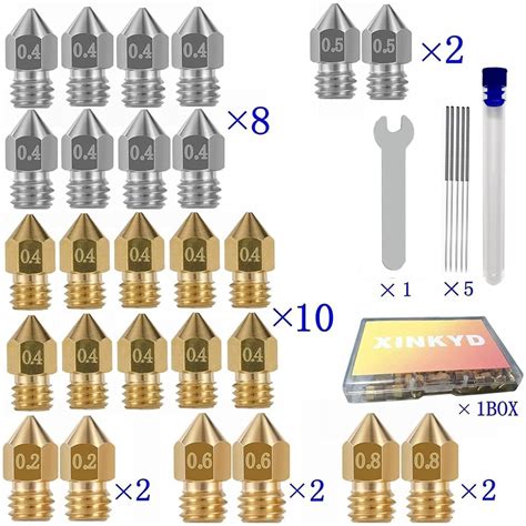 Mk8 Nozzles 3D Printer Extruder Hardened Steel Brass High Temperature