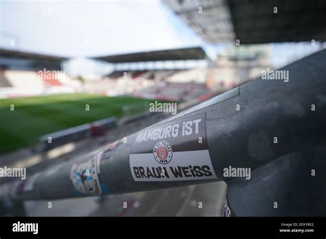 10 October 2021 Hamburg Sticker On The St Pauli Stand With The