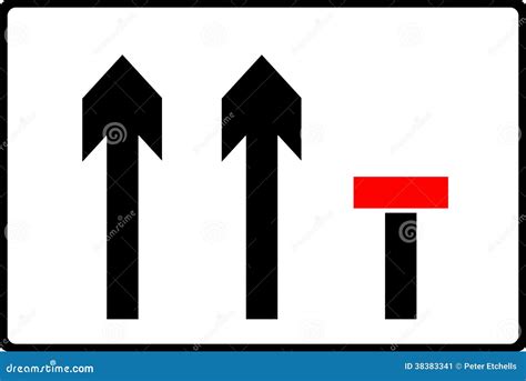 Traffic Lanes Reduced Sign Stock Vector Illustration Of Nonprimary
