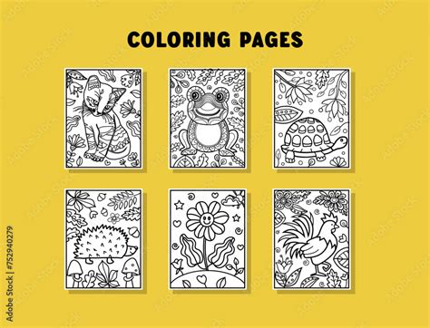 Children Coloring Book Hand Drawn Coloring For Kids With Animals