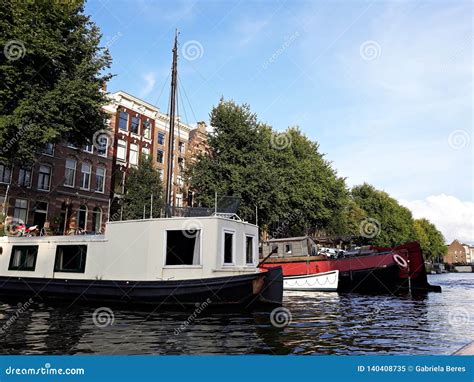 Houseboats, and Beautiful Traditional Houses Along Canal in the City ...