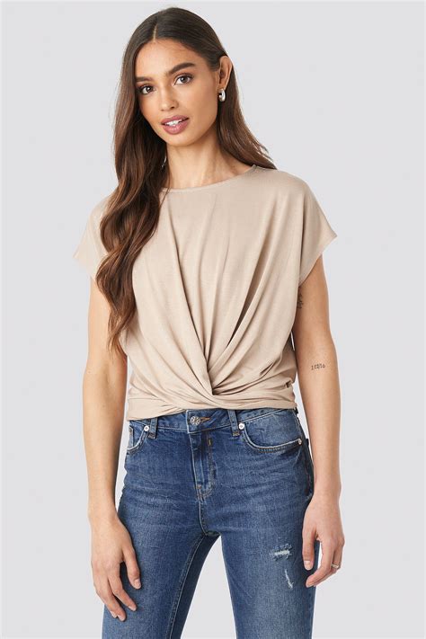 Front Knot Top Beige Na