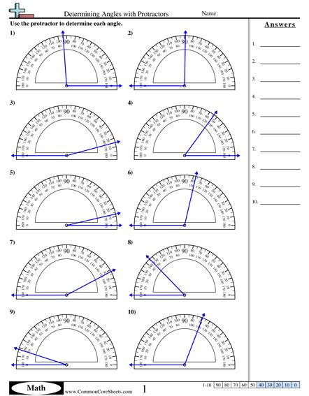 Determining Angles With Protractors Worksheets