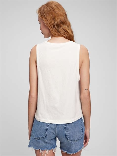 Gap Logo Cropped Muscle Tank Top Gap