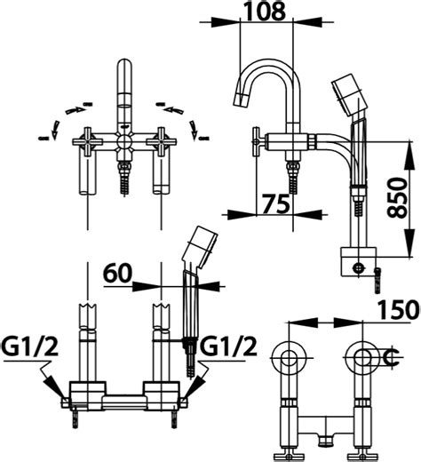 CT249C16XZ79 ก๊อกผสมอ่างอาบน้ำพร้อมขาสูง 85 ซม. ติดตั้งบนพื้นพร้อม ...