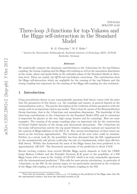 PDF Three Loop Functions For Top Yukawa And The Higgs Self