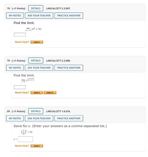 Solved 18 1 Points DETAILS LARCALCET7 2 3 007 MY NOTES Chegg