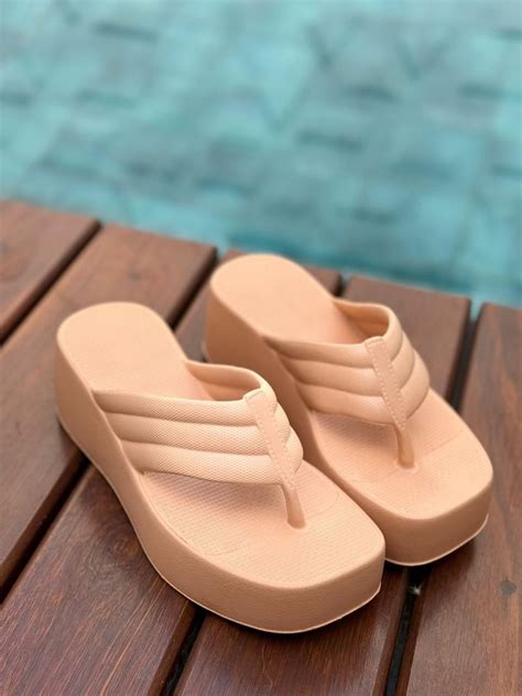 Anabela Tamanco Eva Cm Nude Carolina Lins