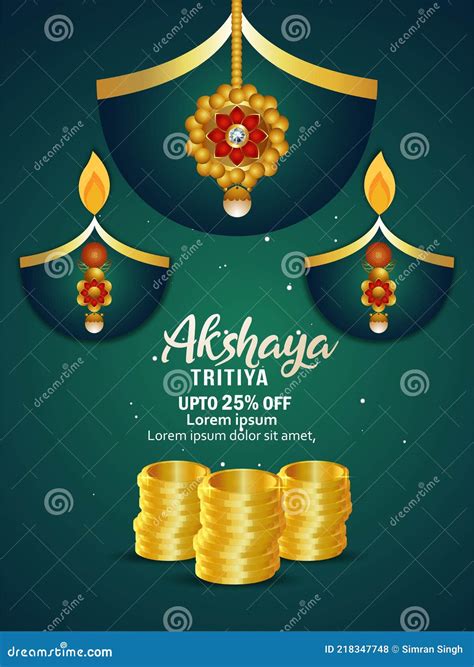 Akshaya Tritiya Sale Poster With Vector Illustration Of Gold Coin And