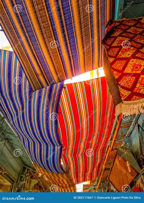 Typical Tunisian Carpets in the Tunis Market Stock Image - Image of