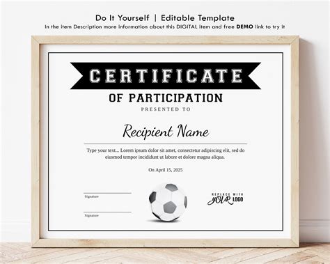 Editable Soccer Football Certificate Template Sports Certificate