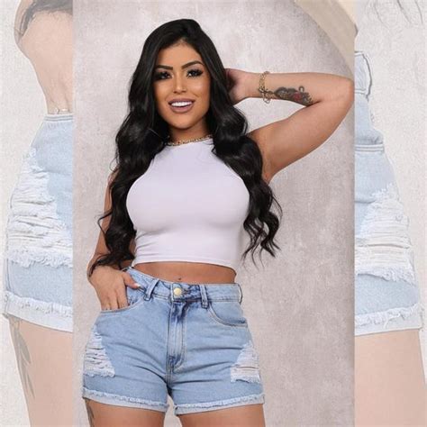 Short Jeans Feminino Luxo Cintura Alta Sem Lycra Destroyed Hot Pants Modela Bumbum Marny Denim