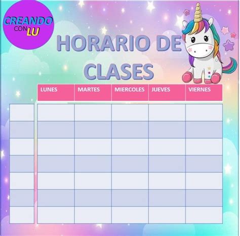 Horario De Clases Unicornio 🦄 Horario De Clases Horario De Escuela Horario Para Niños