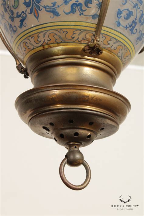 Antique Victorian Hand Painted Hanging Globe Light Bucks County