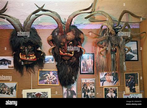 Krampus Or Devil Mask Carved Wooden Mask Austria Stock Photo Alamy