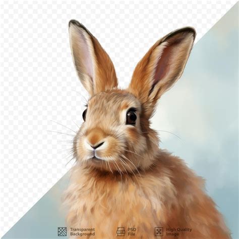 Premium Psd A Rabbit With A Brown Face And Ears And A Blue Sky Behind It