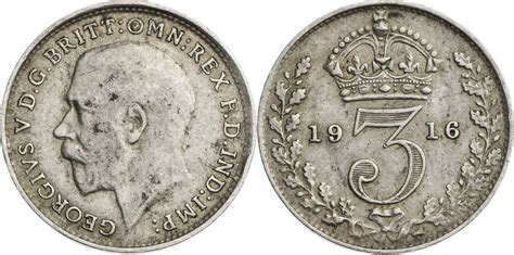 Großbritannien 3 Pence 1916 Georg V 1910 1936 Kursmünze 1911 1920