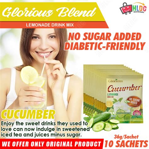 Glorious Blend Cucumber Lemonade Drink Mix 10 Sachets With Stevia Extract And Vitamin C Non