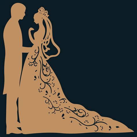 Bride And Groom Silhouette Wedding Cake Topper 14562786 Vector Art At