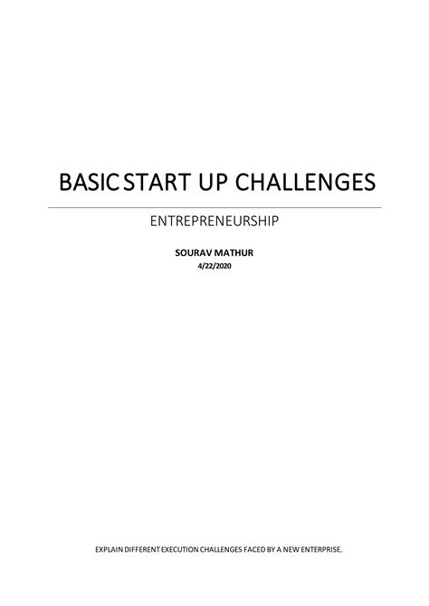 basic startups challenges faces by new syartups | PDF