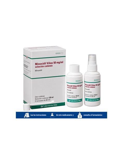 MINOXIDIL Viñas 50 mg ml Solución Cutánea 2 Frascos 120 ml