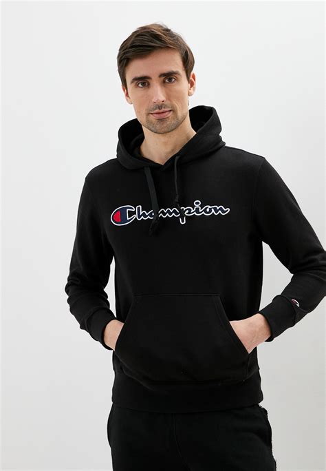 Худи Champion ROCHESTER Champion Logo Hooded Sweatshirt, цвет: черный ...