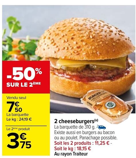 Promo 2 Cheeseburgers Chez Carrefour