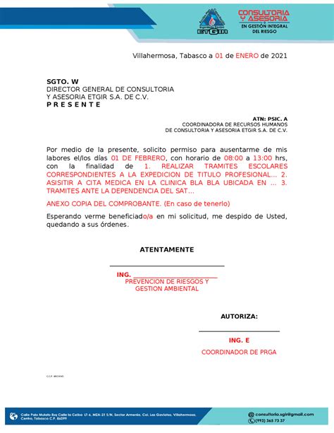 Total Imagen Modelo De Solicitud De Permiso Para Ausentarse Del My Xxx Hot Girl