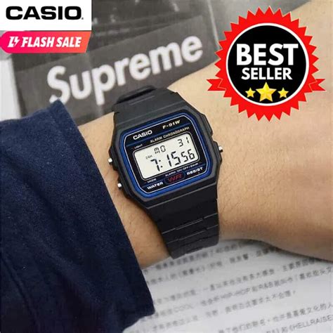 Casio F91W All Black Resin Strap Alarm Chrono Water Resist Watch for ...