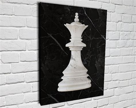 Chess King Queen Bishop Knight Pieces Black Canvas Print Wall Etsy