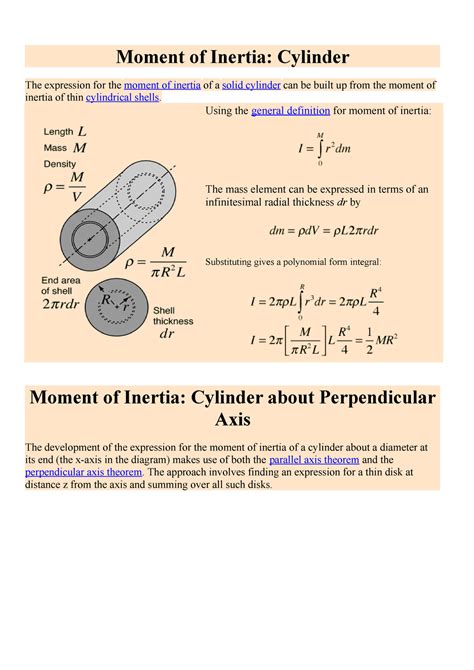 Moment Of Inertia Of Cylinder Moment Of Inertia Cylinder The Expression For The Moment Of