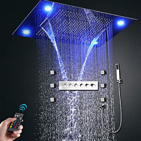 2019 Hotel LED Multifunctional Shower Head Set 600x800mm Large Concealed TOP Rain Waterfall Hot