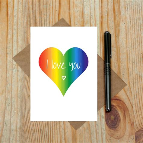 Rainbow Love Card Gay Valentine S Day Card LGBTQ Etsy