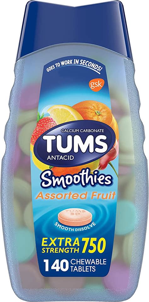 TUMS Smoothies Extra Strength Antacid Chewable Tablets For Heartburn