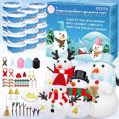 16 Pack Snowman Kit Snowman Crafts For Kids Christmas Diy
