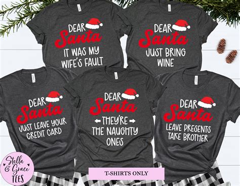 Matching Family Christmas Shirts Dear Santa Hat Funny Group Christmas T