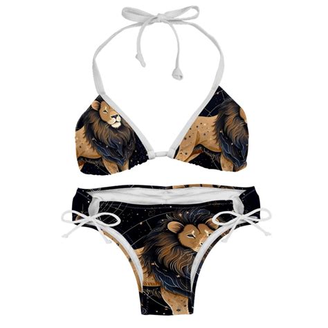 Leo Constellation One Piece Swimsuit Bikini Set Detachable Sponge Adjustable Strap Two Pack