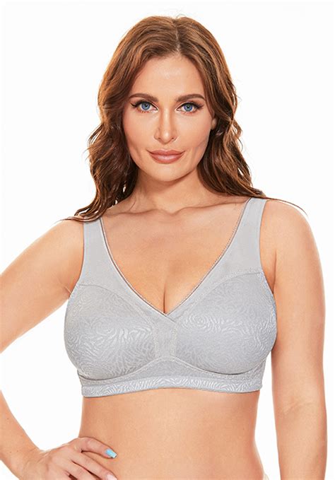 Deyllo Womens Full Coverage Plus Size Comfort Minimizer Bra Wirefree Non Padded At Amazon Women