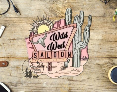 UVDTF Decal Retro Wild West Saloon Sign Desert Scene 1pc Car Decal ...