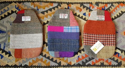 Harris Tweed Patchwork Hot Water Bottle Cover Made In GB