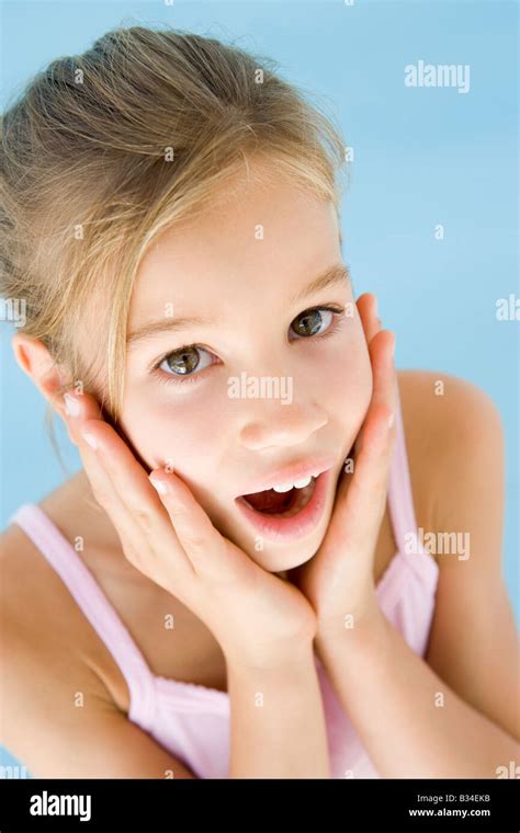 Young Girl Excited And Surprised Stock Photo Alamy