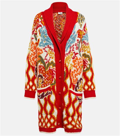 Etro Jacquard Wool Blend Cardigan Etro