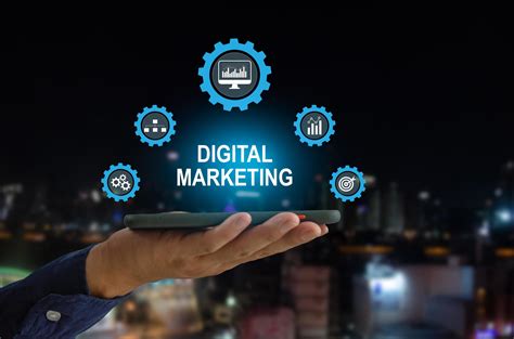 Man hand holding smart phone digital marketing word with icon business