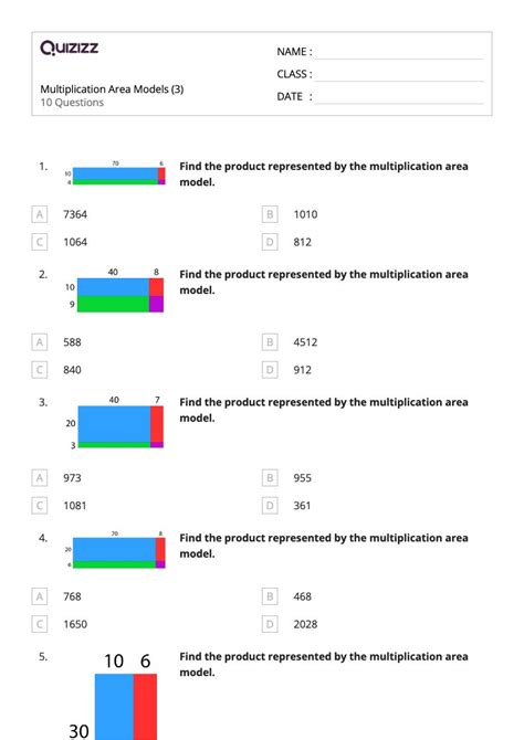 50 Multiplication And Area Models Worksheets For 4th Grade On Quizizz