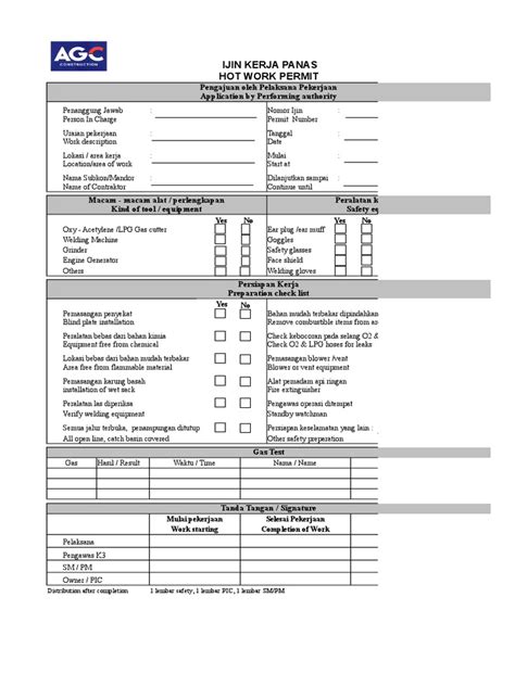 ijin kerja panas  safety chemistry
