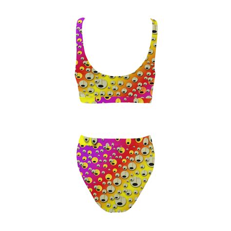Festive Music Tribute In Rainbows Sport Top High Waisted Bikini Swimsuit Model S Id