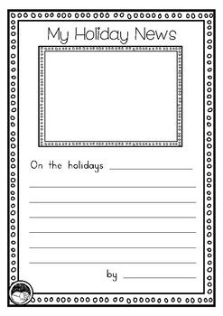 FREEBIE Holiday Recount Writing Template For Prep KINDY Grade 1 TPT