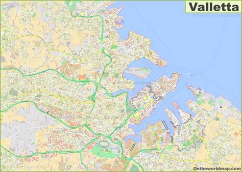 Detailed Map of Surroundings of Valletta - Ontheworldmap.com